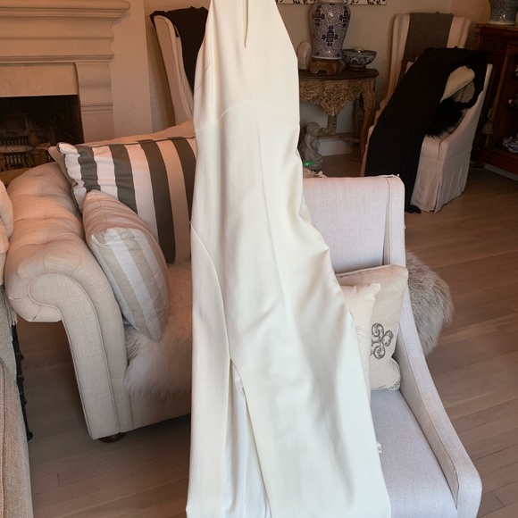 NWT LIKELY x REVOLVE Elston Creamy White Keyhole Halter Neck Slit Maxi Dress 4 - Picture 15 of 16